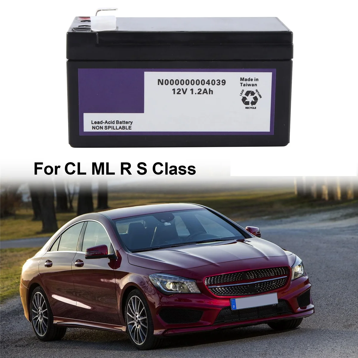 Batterie auxiliaire de voiture pour Mercedes Benz, batterie de secours, 12V, 1,2 Ah, classe CL ML R S, N000000004039, 0000000