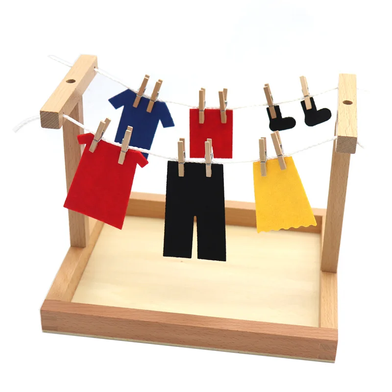 Montessori de madeira do bebê ocupado brinquedos clothesline mão básica vida habilidade aprendizagem cedo brinquedos educativos