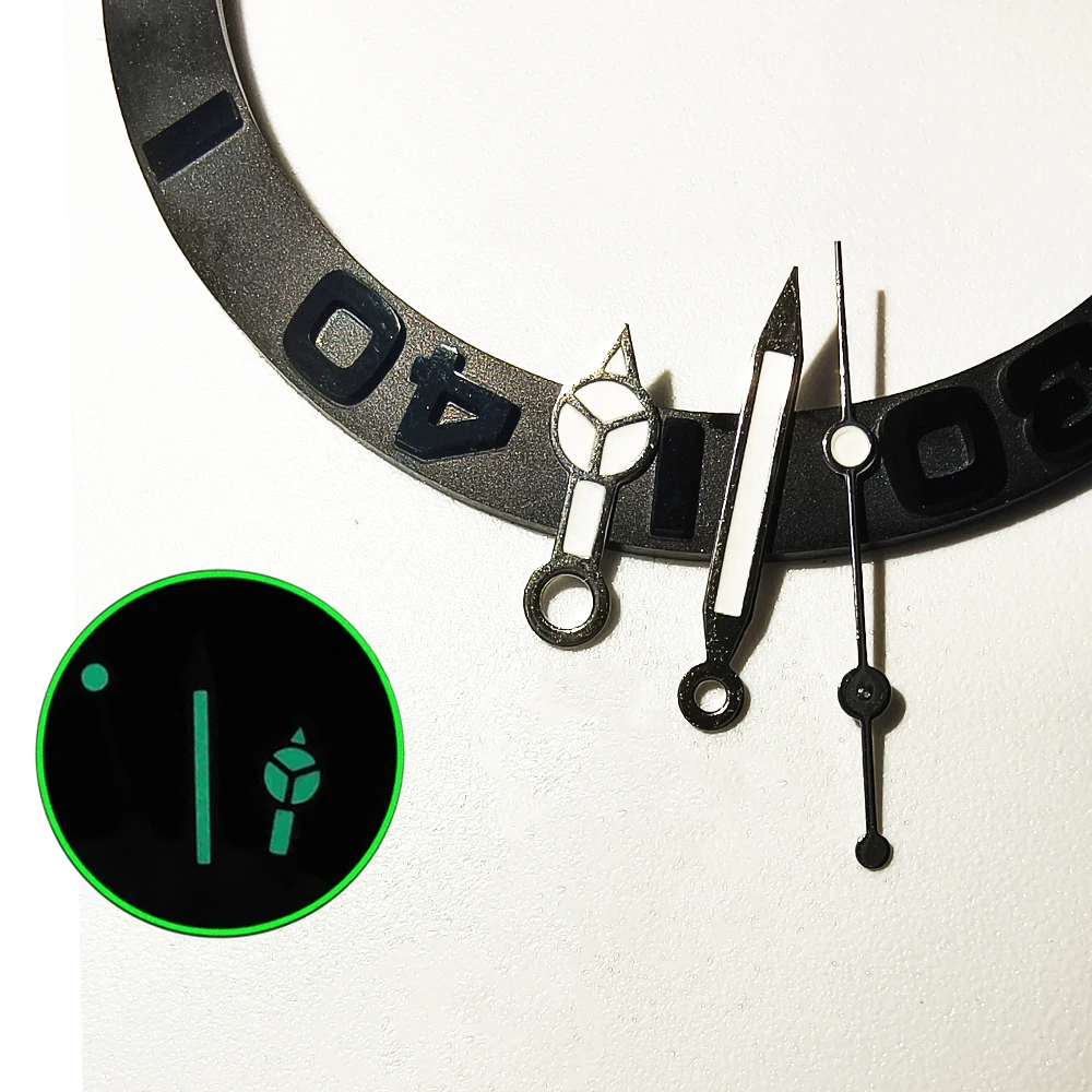 NH35 Watch Hands for NH36 4R 7S Movement High Quality Black Border Needle 7.75*12*12.5mm Green Luminous Diving Watches Pointers