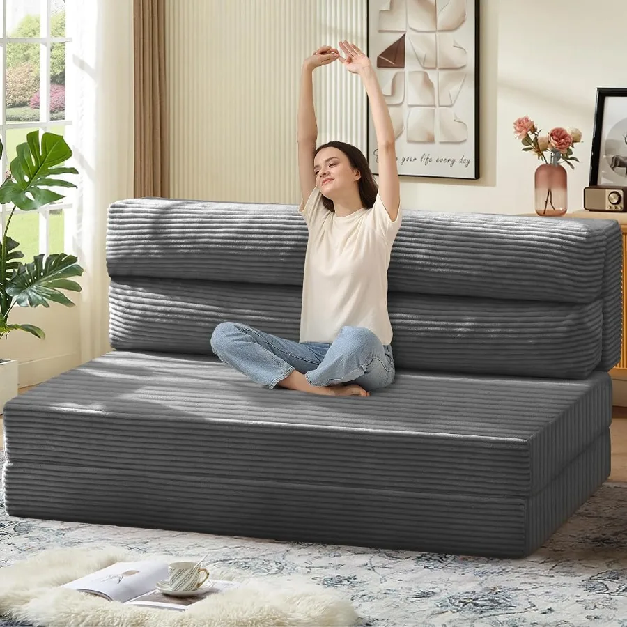 Folding Sofa Bed, Convertible Sleeper Chair with Pilow Foldable Matress, 2 in 1 Pull Out Loveseat Sofa Portable Fold Out Chair