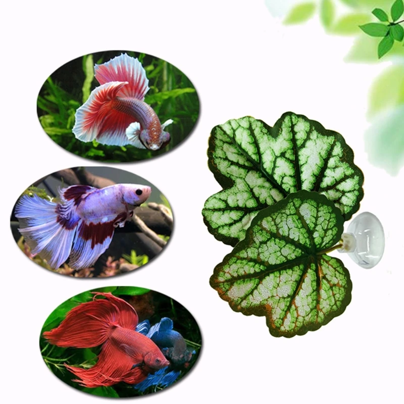 Betta Fish Leaf Pad with Suction Cup Hammock Simulating Habitat Realistic Resting Spot Fish Rest Bed Aquariums DropShipping