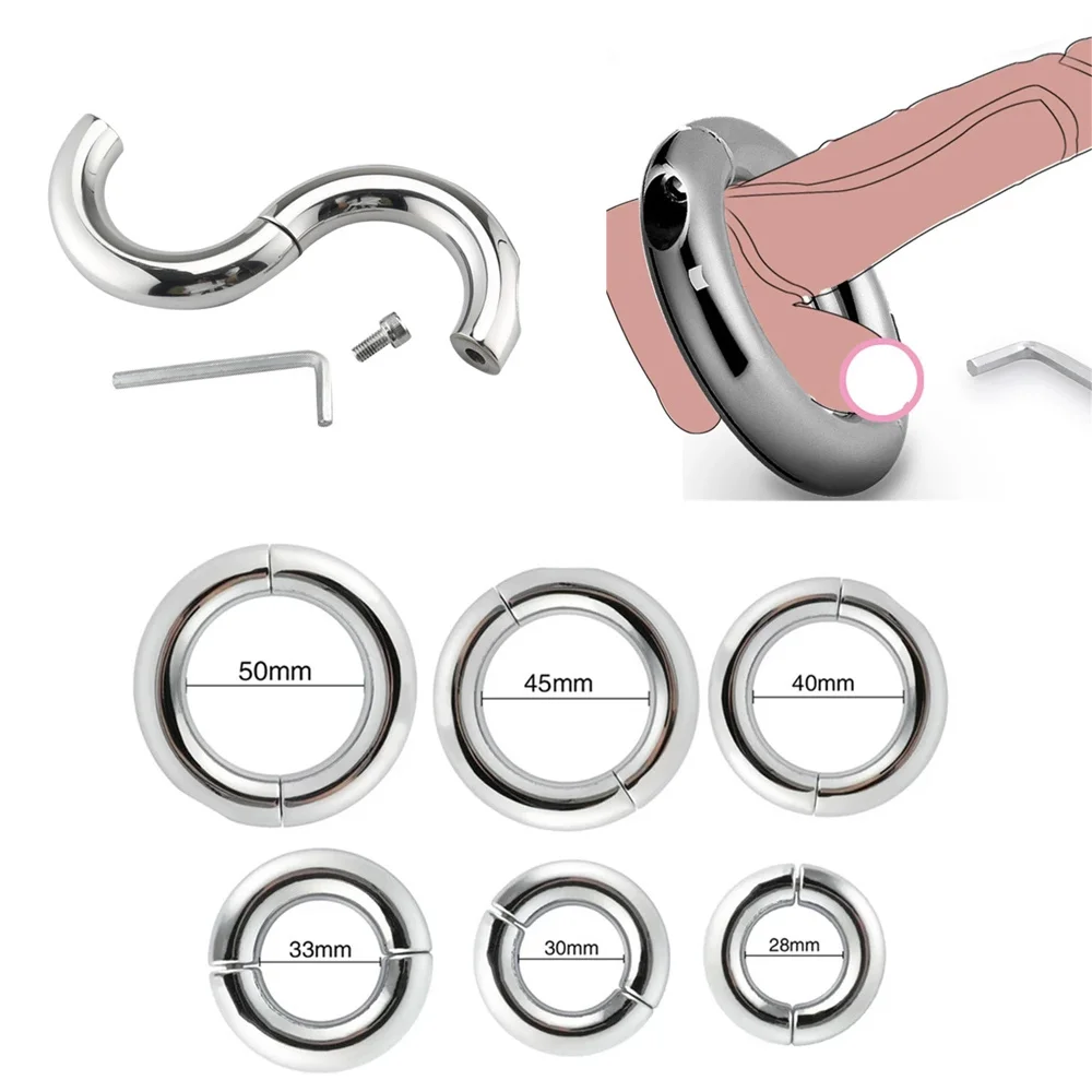 Stainless Steel Penis Ring Reusable Metal Semen Cock Ring Penis Enlargement Ball Stretcher Delayed Ejaculation Sex Tool For Men