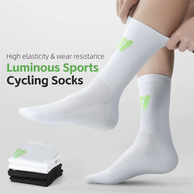 

WEST BIKING Professional Sport Socks Breathable Cycling Socks MTB Road Bike Socks High Elastic Reflective Shock Absorbing