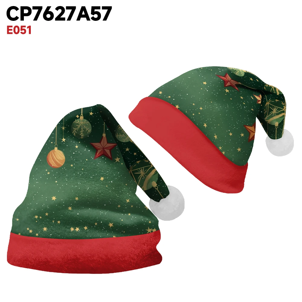 Fashionable winter Christmas hat with green base pendant, Christmas print, daily warmth and comfort