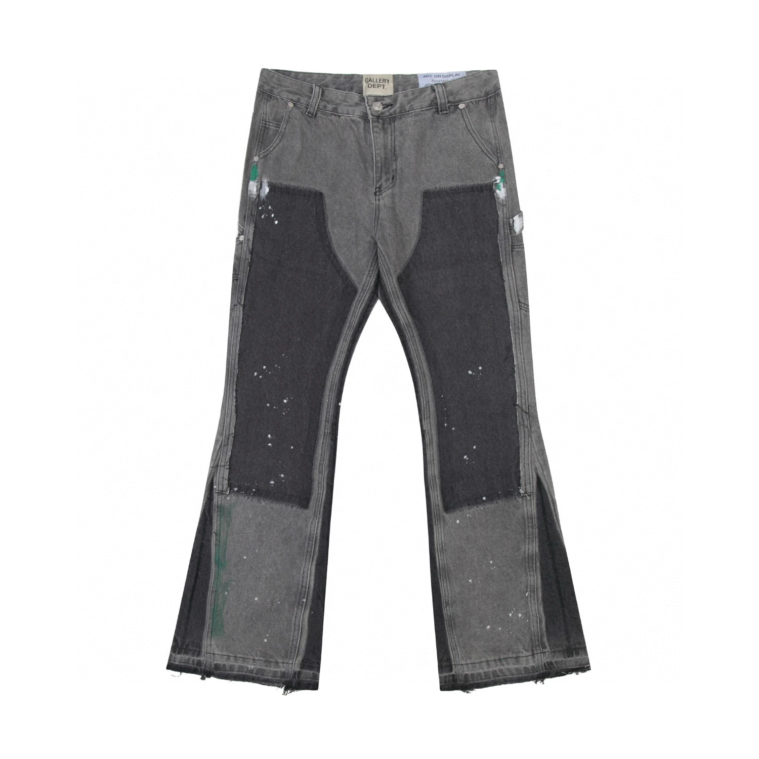 

American Sle Trendy Patchwork Dyeing Bell Bot Jeans Waed out Denim Pants Casual Loose Fit Straight Leg Jeans