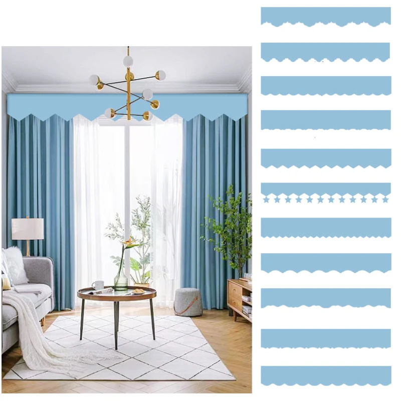 Cenefa romana para cortina de chenilla, cenefa de ventana, autoadhesiva europea, bricolaje, tira de tela decorativa, sombreado superior