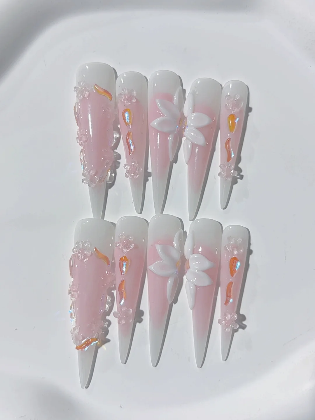 

5cm Light Pink Diamond Nail Art Long Tip Fashion Manicure (Jsa12)
