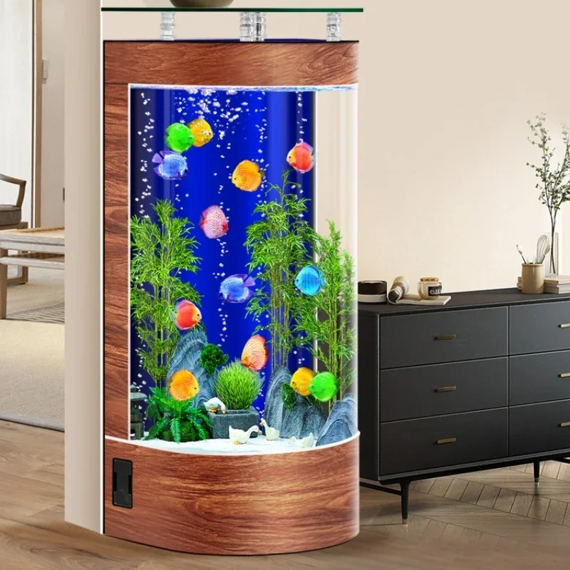 Living Room Small Aquariums Fish Tank Bowl Home Vivarium Round Aquariums Fish Tank Big Landscaping Acuarios Pet Products QF50YG