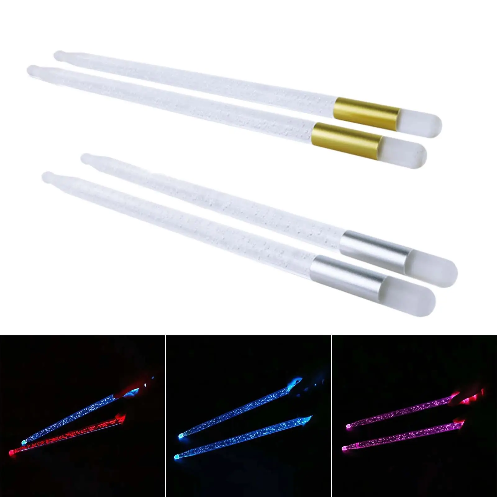 

2 Pieces LED Light up Drum Sticks Professional Glow Drum Sticks Night Light Drum Mallet for Exercise Children Drummer Beginners