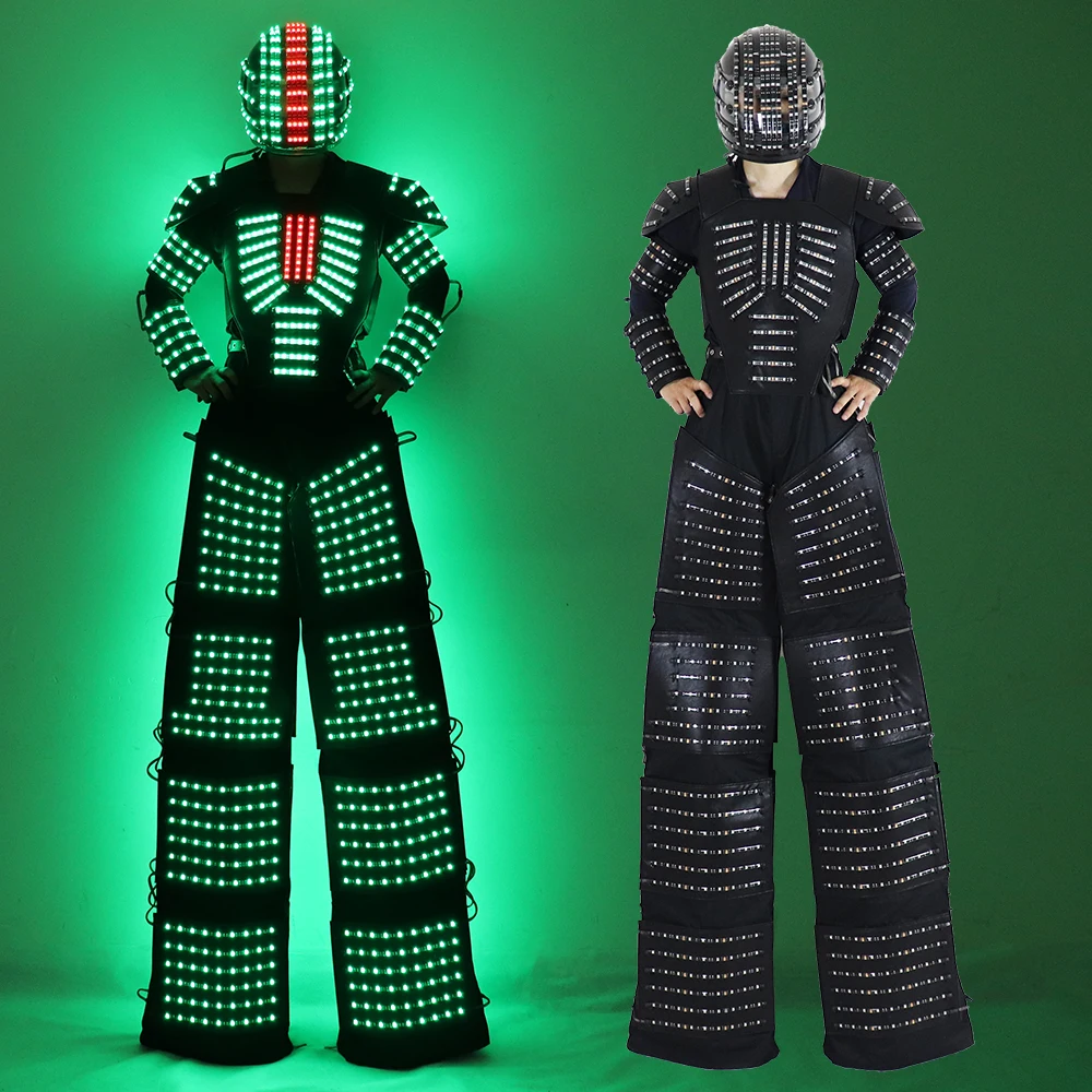 Traje LED Luminous Robot Costume Kryoman Light Up Robot Suit David Guetta LED Stilts Walker Clothes Stage Light Laser Show