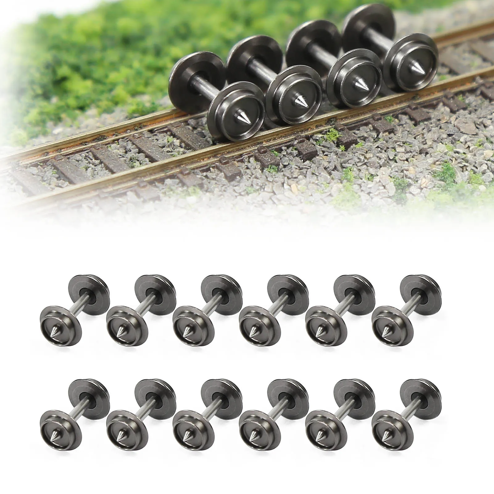 Evemodel N Scale Metal Wheel Sets 12pcs DC Wheels Metal Axle For Micro-Trains Line (MTL) HP09150