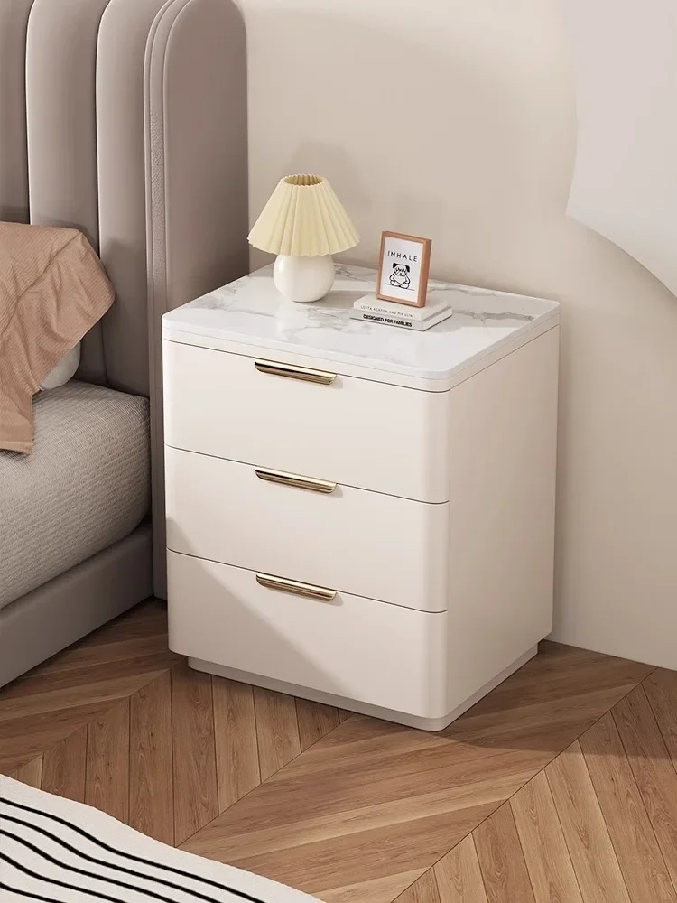 

Bedside table, simple, modern, light luxury, solid wood, bedroom, rock slab Furniture