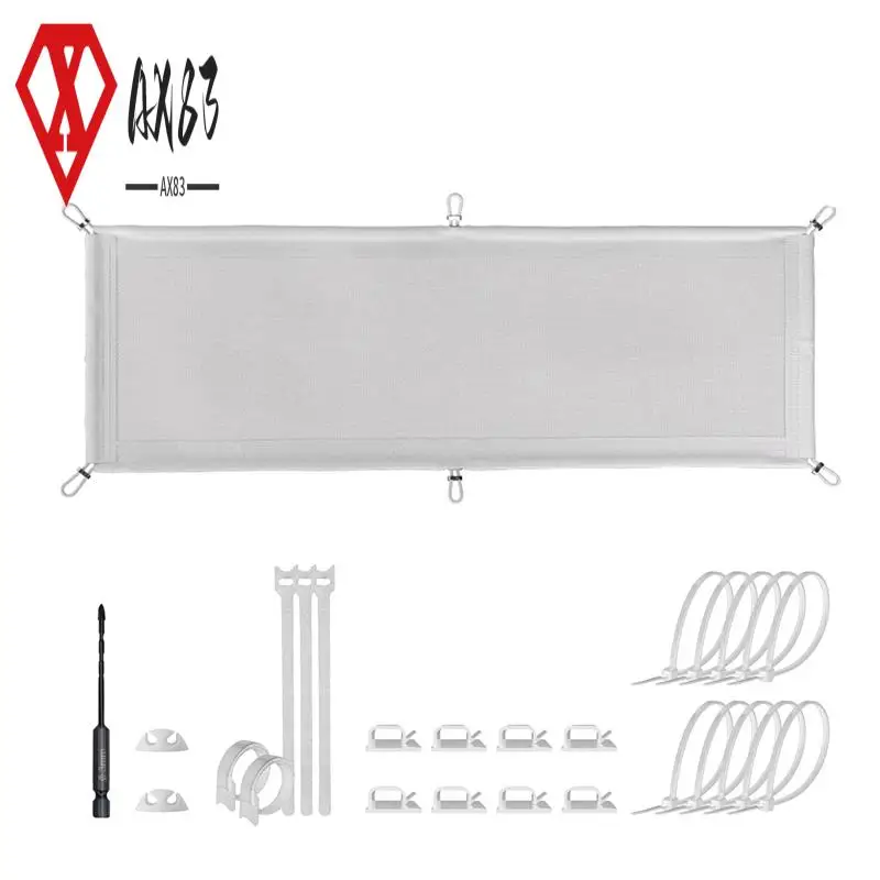 

AX83-Cable Management Net - Under Desk Wire Management - Flexible Under Desk Cable Management Tray White Durable Easy Install A