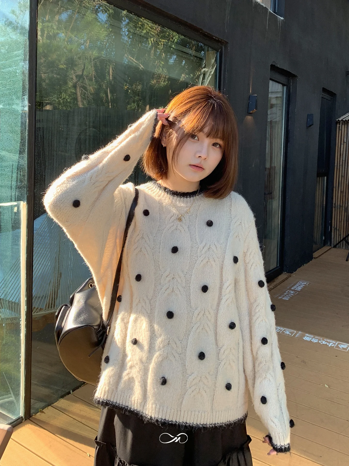 

Женский вязаный свитер Maixi больших размеров, круглый, свободный крой, зимний топ с 3D завязками, повседневный, из смеси полиэстера и нейлона, длинный...