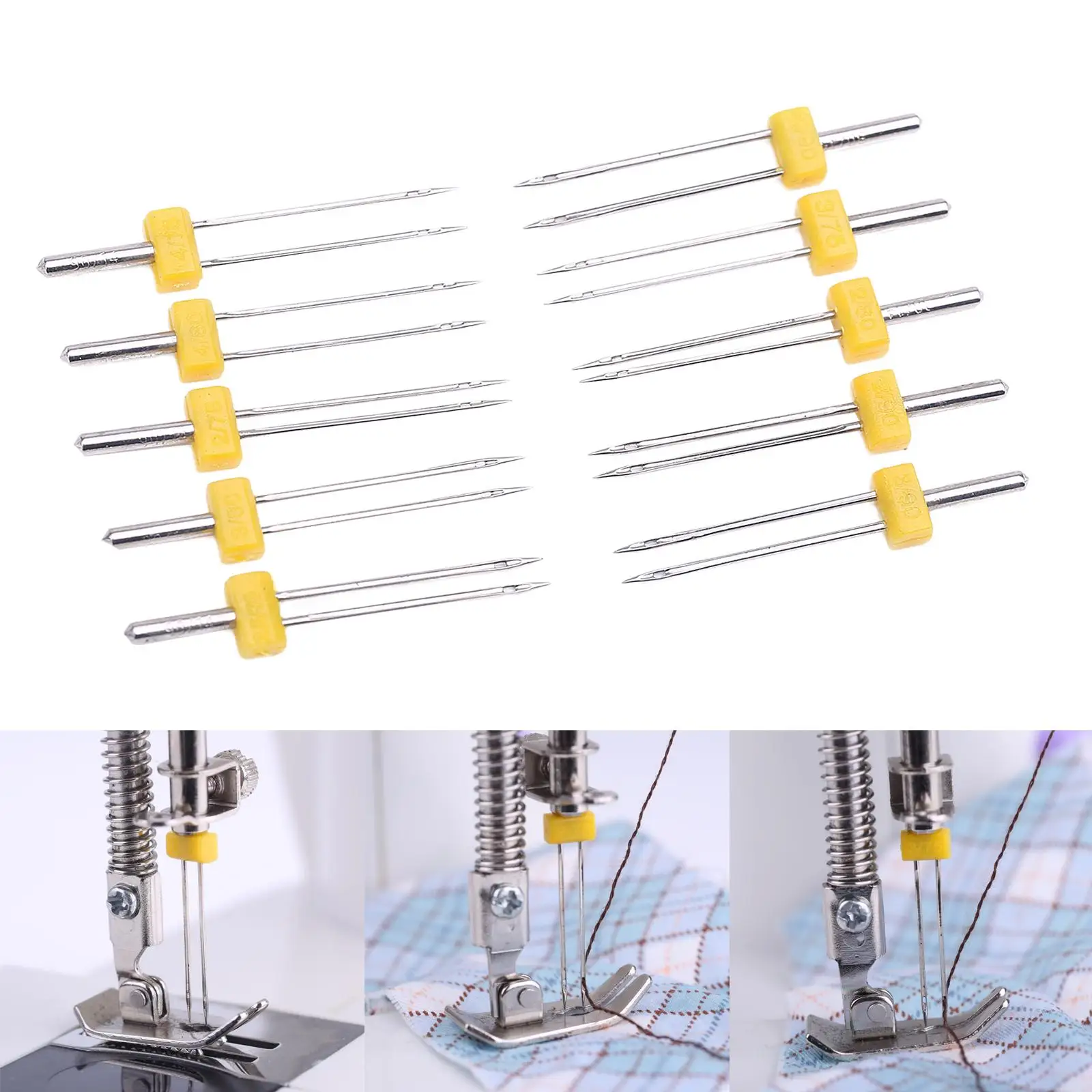 10Pieces Stretch Twin Needles Double , for Sewing Machine Set DIY Tool