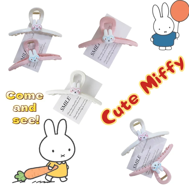 

Miffy Rabbit Anime Peripheral Cartoon Girl Scratch Clip, Back of Head Disc Hair Shark Clip, Cute Half Tie Hair Scratch Clip