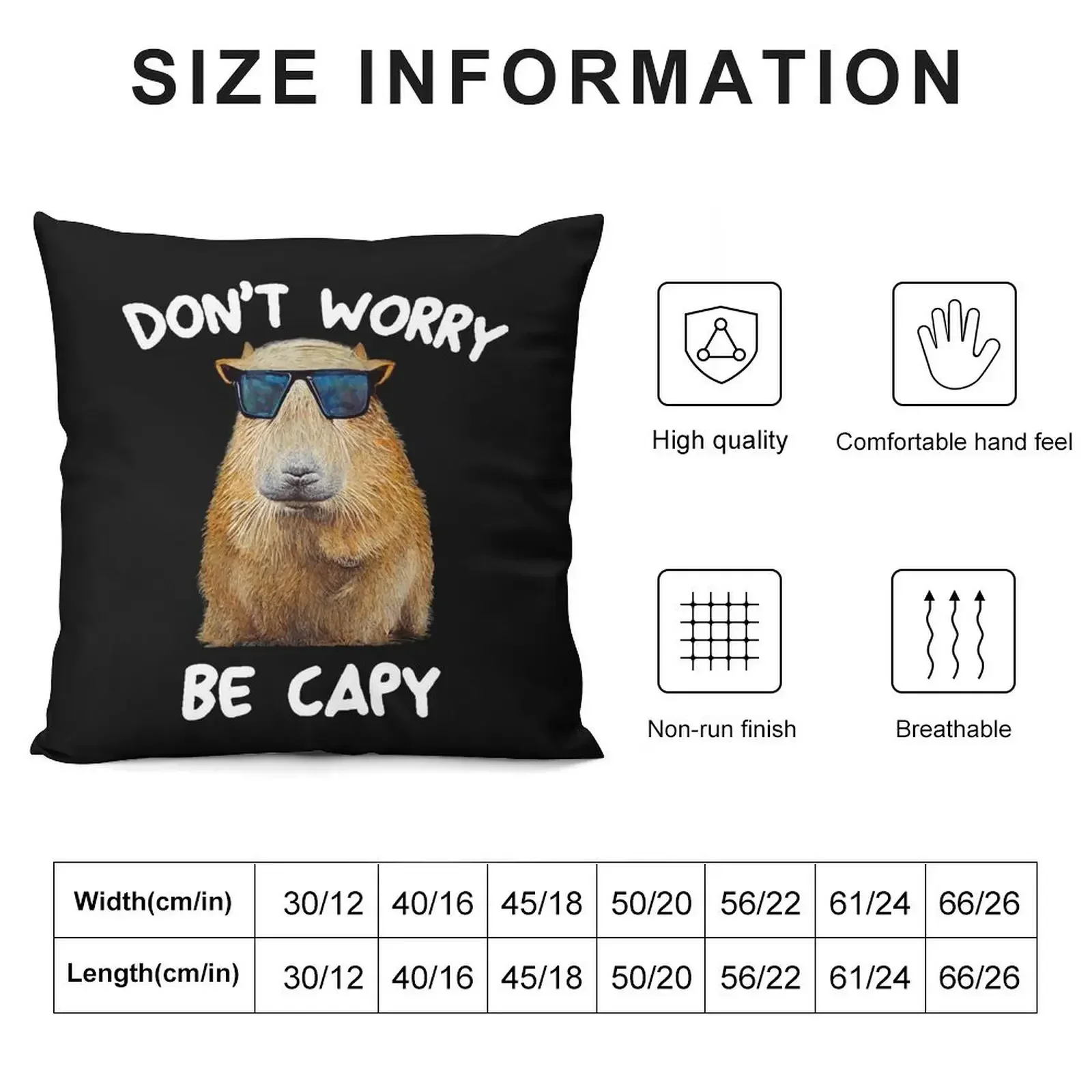 Funny Capybara Dont Worry Be Capy Funny Rodent Throw Pillow Sofa Covers Decorative Cushions pillow