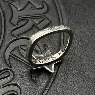 S925 sterling silver Thai silver retro square big star ring does not fade niche high-end men's medieval 4