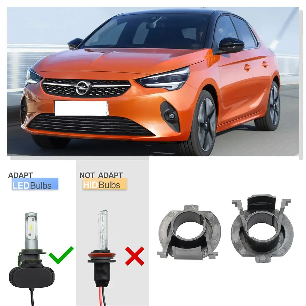 

2 шт. H7 светодиодный фиксатор лампы для фар, адаптер для Opel/Vauxhall Corsa E Fiat 500 и 500C Abarth Peugeot 16+