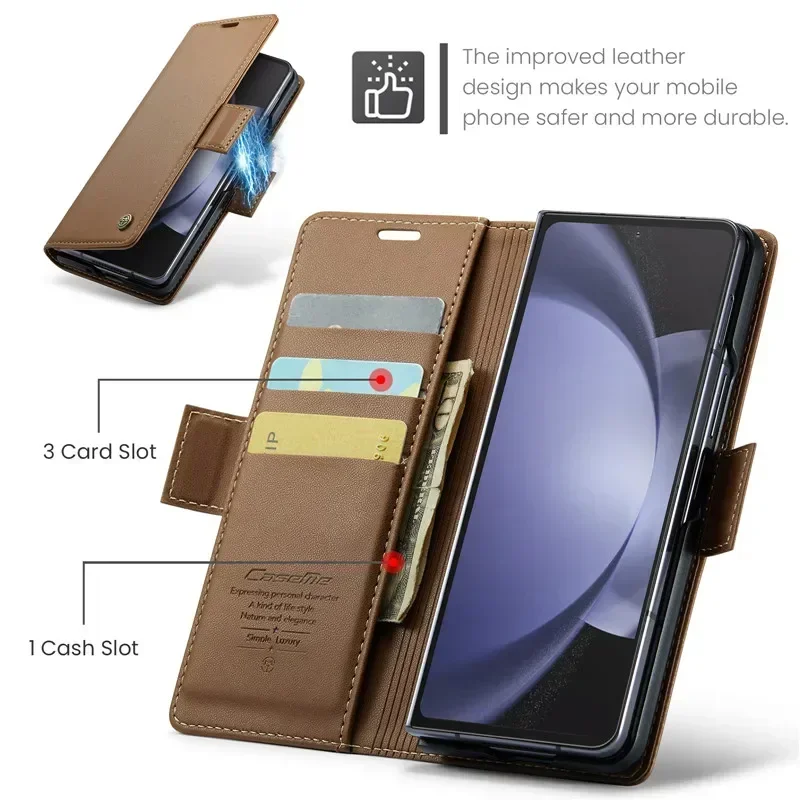 Custodia in pelle a portafoglio magnetica di lusso per Samsung Galaxy Z Fold 7 6 5 Custodia antiurto per porta carte per Galaxy Z Fold6