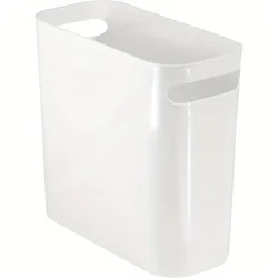 Plastic Small Trash Can, 1.5 Gallon/5.7-Liter Wastebasket, Narrow Garbage Bin for Bathroom, Home Office - Holds Waste, 9.8