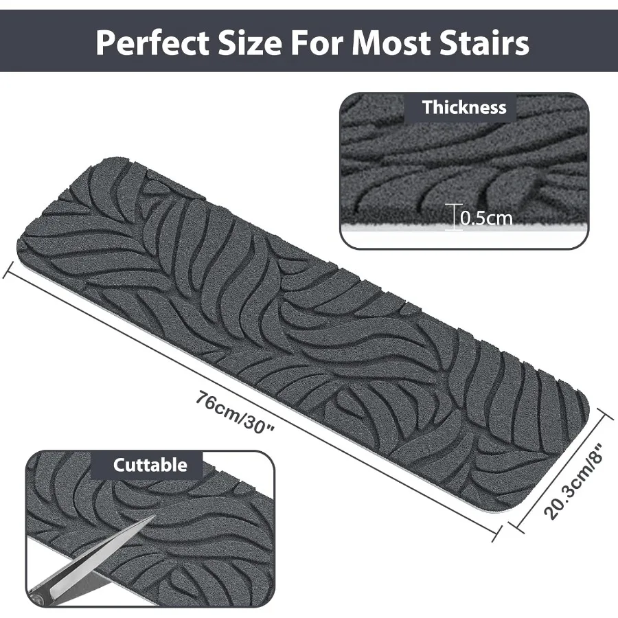 درج غير قابل للانزلاق للخطوات الخشبية 8 × 30 15 عبوة سجادة عداء الدرج الداخلي مع سجاد أمان لاصق قابل لإعادة الاستخدام لكبار السن كي #2