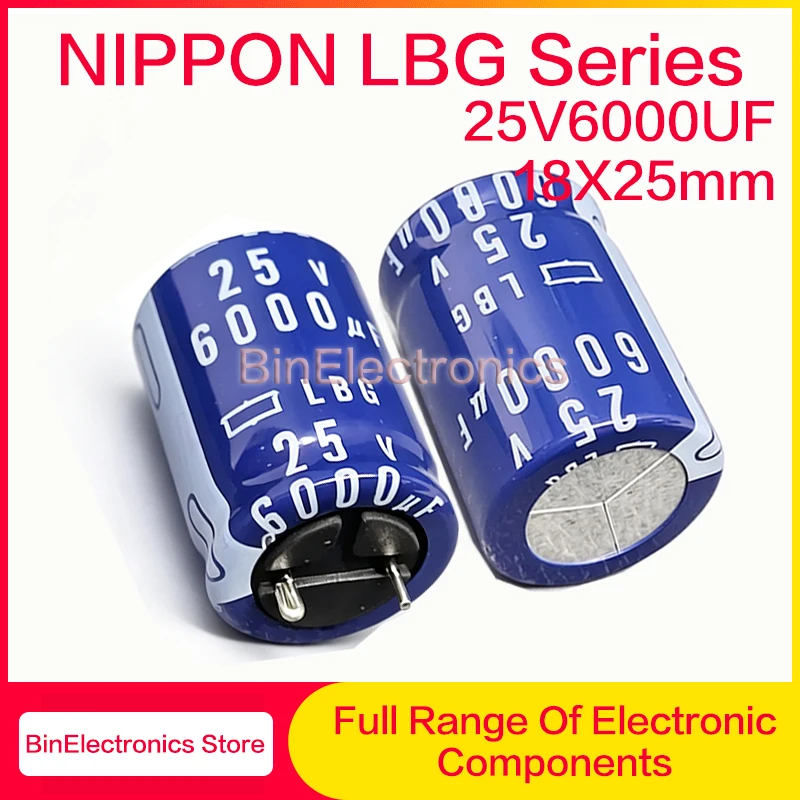 2Pcs/5Pcs/10Pcs/Lot NIPPON LBG Series 25V6000UF 18X25mm 6000UF 25V NIPPON CHEMI-CON ELBG250EIJ602AM25S Electrolytic Capacitor