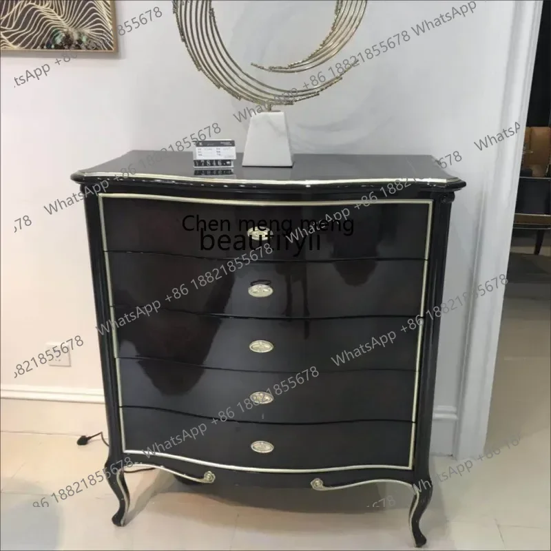 ss8350 European bar, ebony light luxury solid wood chest of drawers, neoclassical living room storage, American postmodern