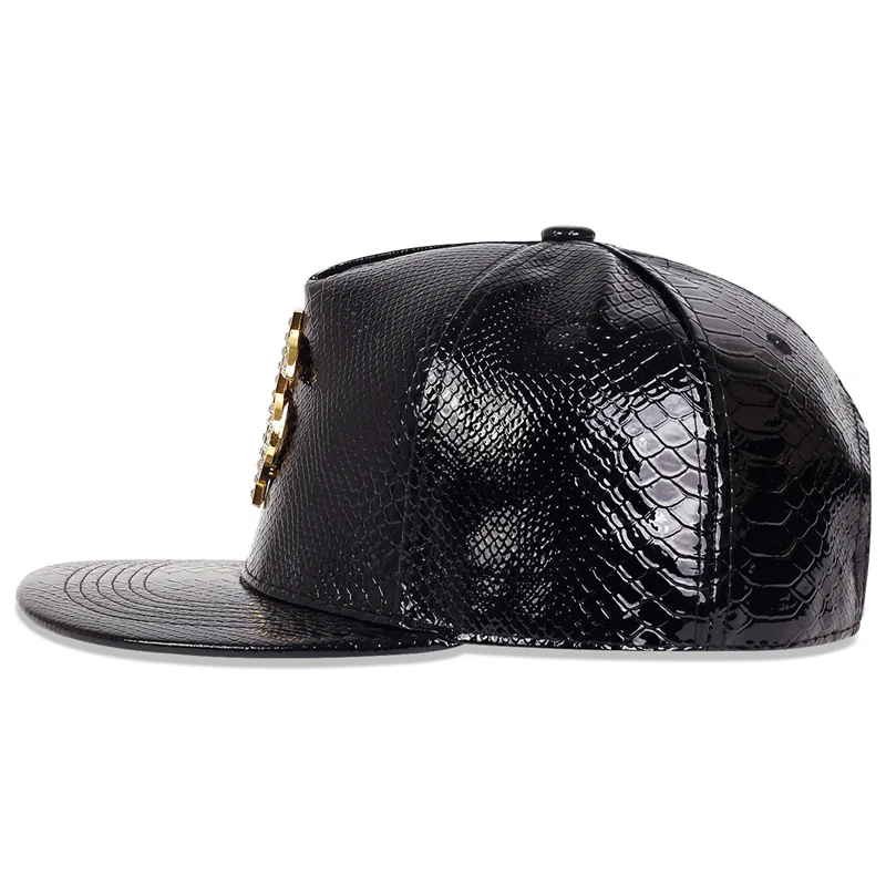 Men Women Leather Hip Hop Cap Metal Dollar Sign Trim Cyberpunk Baseball Caps Adjustable Sports leisure Snapback Hats gorras