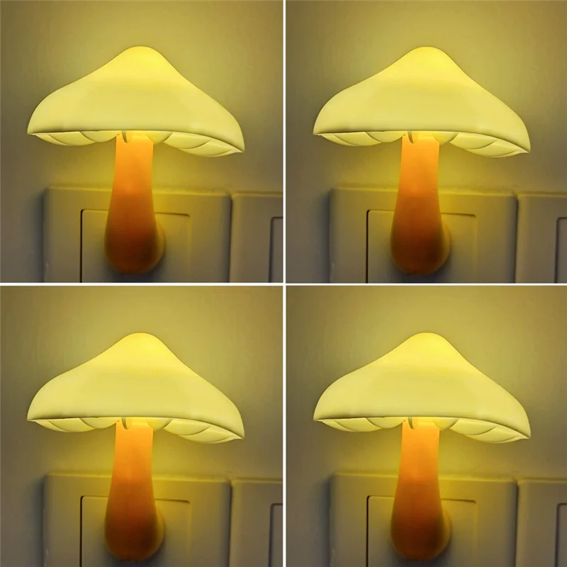 Paquete de TKOH-4, luz nocturna enchufable, luces nocturnas LED con forma de seta para niños, adultos, dormitorio, baño, pasillo