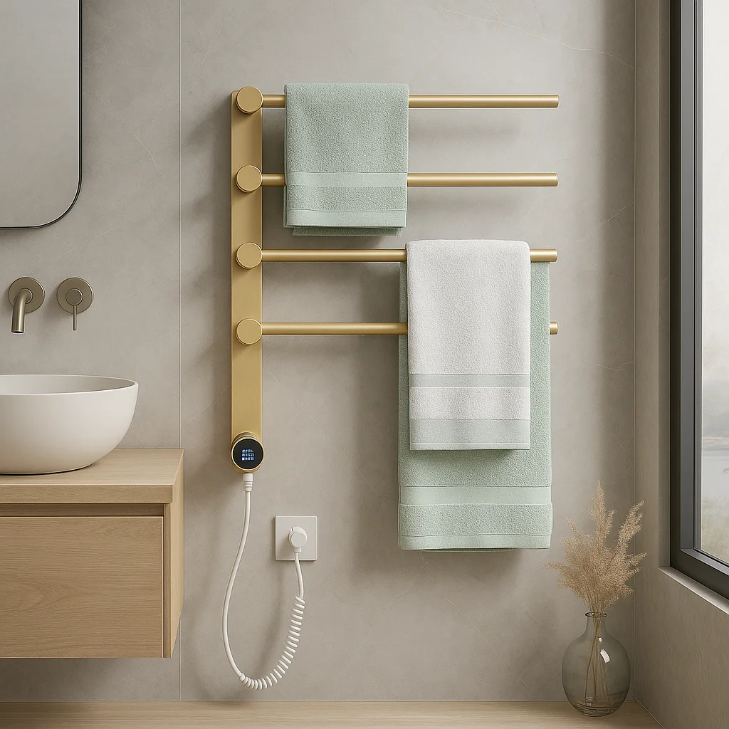 

Smart Stainless Steel Bathroom Radiator Electric Heated Towel Rack for Hotels for Warm Bathrooms