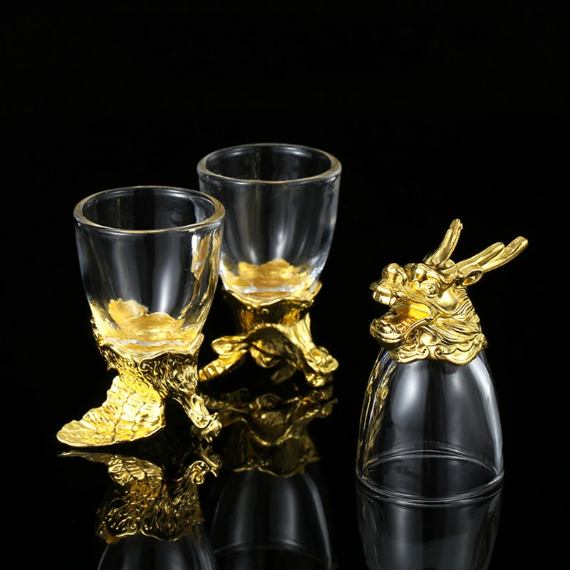 GIEMZA Dragon Wine Glasses Dragon Cup for Adults Rat Ox Tiger Rabbit Dragon Snake Glass Horse Sheep Monkey 1pc Chicken Dog