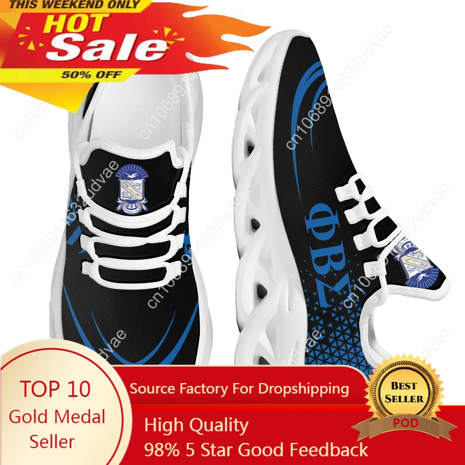 Women's Shoes Lightweight Lace-up Running Sneakers Phi Beta Sigma Print Non-Slip Platform Shoes Lightweight Zapatos