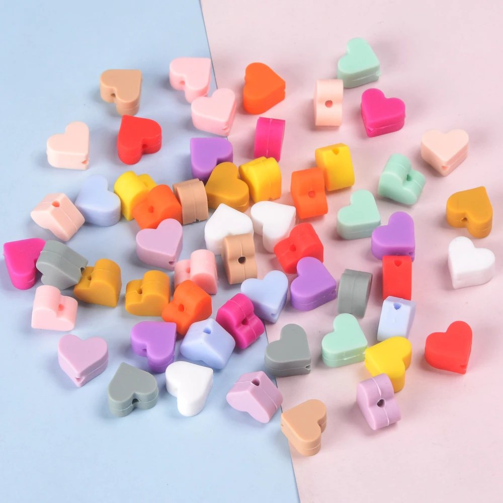 LOFCA 20PCS Silicone 12mm Heart Beads For Jewelry Making To Make Bracelets DIY Necklace Jewelry Accessories For Baby Teething