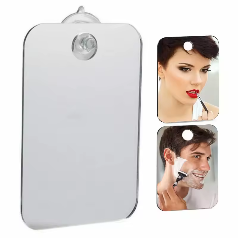 Acrylic Anti Fog Mirror Shower Shaving Fogless Mirror Washroom Travel Accessories For Women Makeup Man Shaving Bathroom Tools