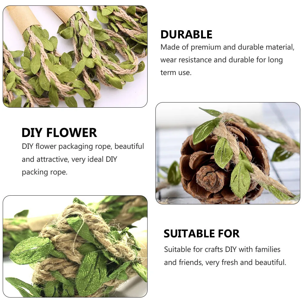 

5pcs 2M Simulated Green Leaves Packing Rope Artificial Vines For Diy Flower Bouquet Wrapping Birthday Wedding Garden Fence