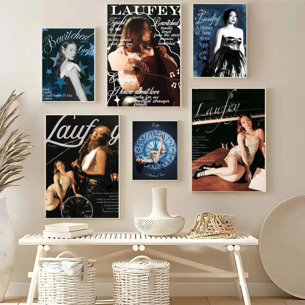 Singer Cute L-LaufeyS Modern Wall Art Poster Sticker For Living Room Bedroom Bar Home Decor Mural Painting Decoration