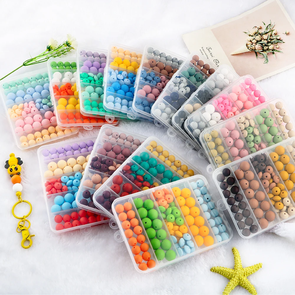 1Set Box-Packed Colorful Silicone Beads Of Different Sizes Combination For Making DIY Pen Bracelet Keychain Necklace Accessories