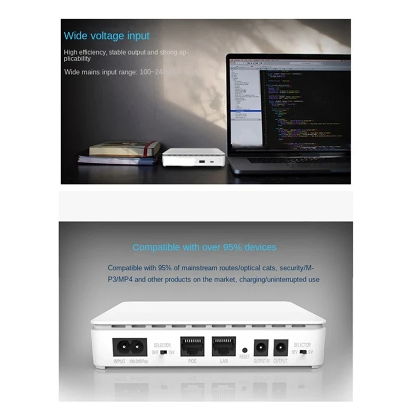 POE Mini UPS Router Power Outage Backup Power Supply DC Uninterruptible Power Supply Routing Switch (10400MAH)EU-Plug