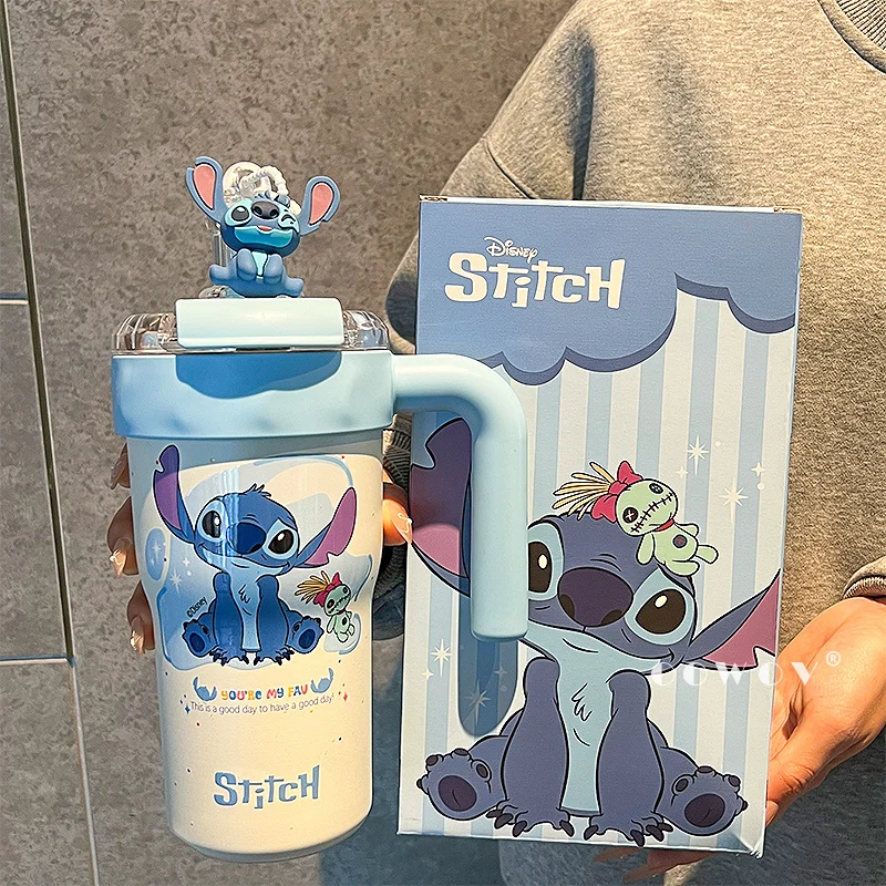 

Stitch Cartoon Thermos Cup Kawaii Girl Heart Anime Character Stainless Steel Ice Fighter Cup Large Capacity Girl Straw Cup Gift