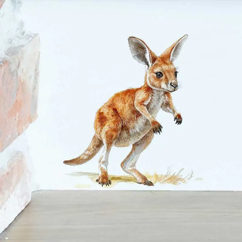 Watercolor Kangaroo Baby Wall Stickers Children's Room Art Decal Sofa Background Living Room Decor AA294