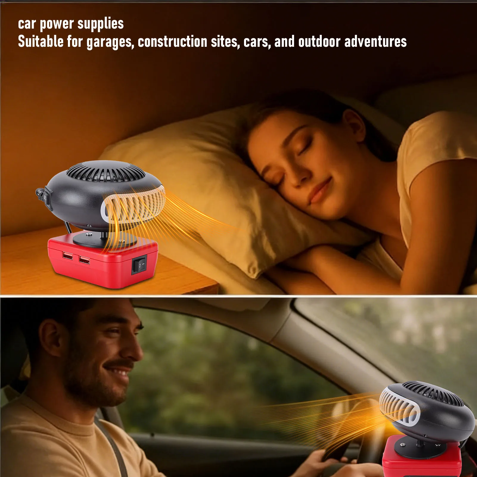 Battery Powered Heater Suitable for 48-11-1835 Battery 200W 2 Gears 360 Degree Rotation Cordless Space Heater