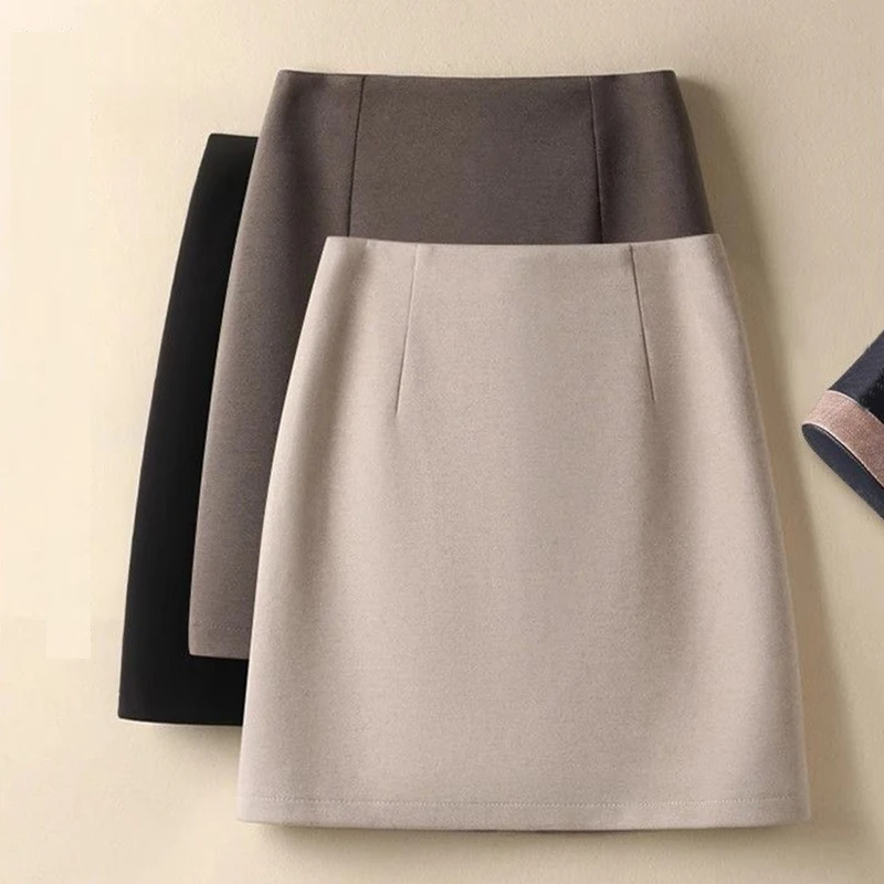 

Новые корейские шерстяные юбки А-силуэта для женщин: модные тонкие юбки с высокой талией, классические ретро-юбки-карандаш для девушек, короткие платья с запахом на бедрах