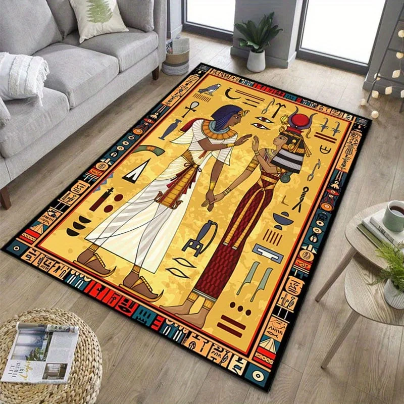 

Древний египетский дизайнерский ковер с фараонами для уникального декора гостиной | Ковер исторического искусства | Культурная мебель для дома