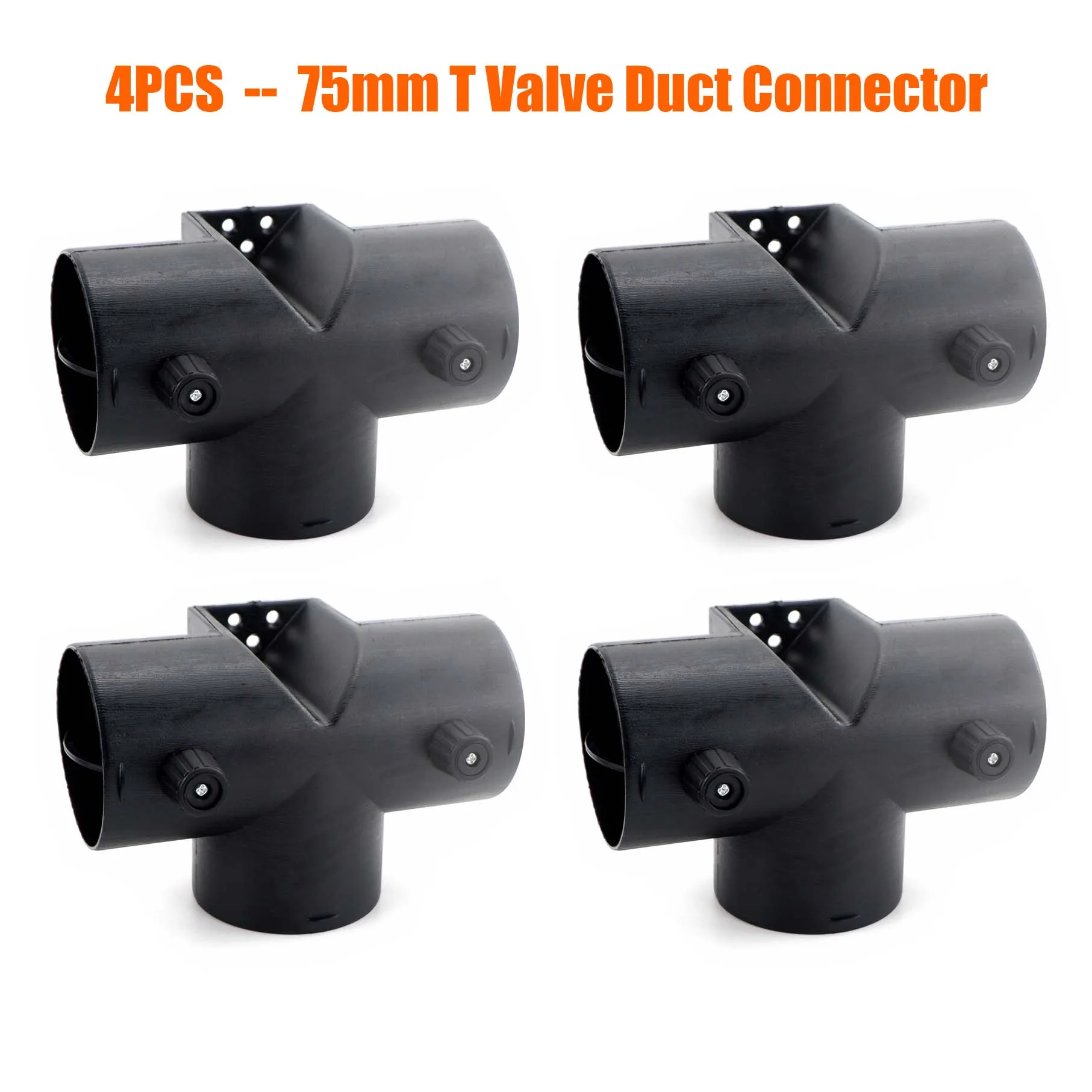 4PCS 75mm 2 Vavles Flap Adjustable Air Diesel Parking Heater Vent Ducting T Branch Splitter Exhaust Pipe Joiner Connector