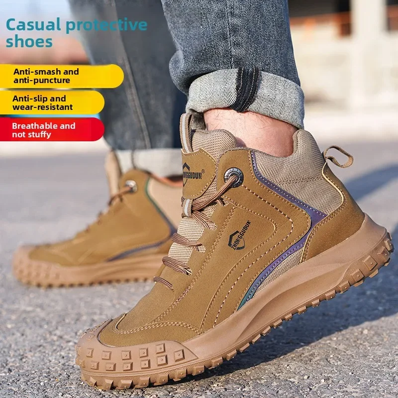 DurableLabor Insurance Shoes Smash-proof Puncture-proof Tire Sole Non-slip And Breathable Lightweight Safety Shoes For Men