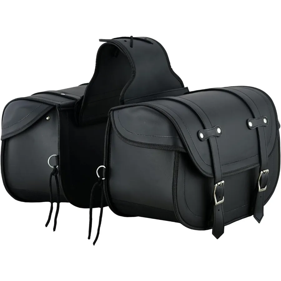 

Touring Elite Plain Motorcycle Saddlebags 30L PVC WaterResistant Compatible with Sportster Dyna Softail Touring Models Vs