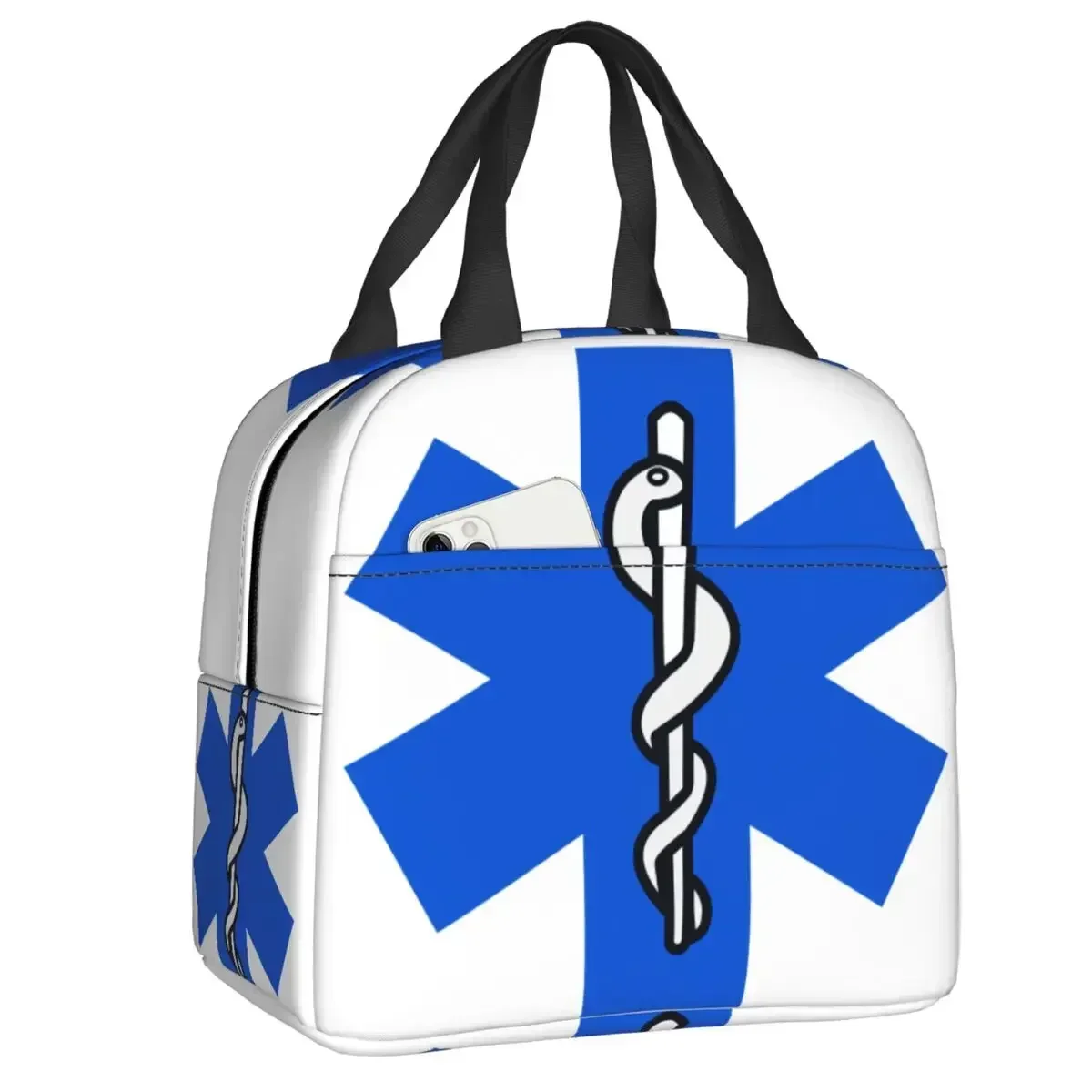 

ЕМТ-звезда жизни Изолированные сумки для ланча для женщин парамедик доктора скорой помощи многоразовый термоохладитель бэнто коробка для детей школы детей