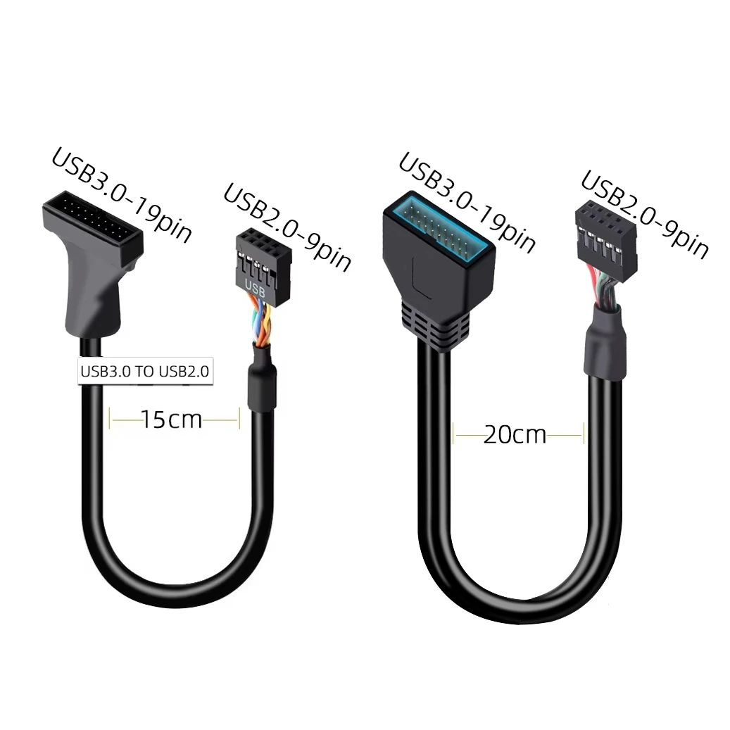 High-Speed Motherboard Panel Adapter USB 3.0 19/20 Pin Male to USB 2.0 9 Pin Female Converter for Desktop PC 9PIN to 19 PIN Cord