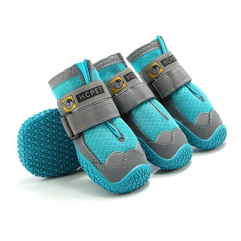 4pieces Anti-slid Dog Boots With Reflective Strap Stay Safe On Night Walks Outdoor Activities